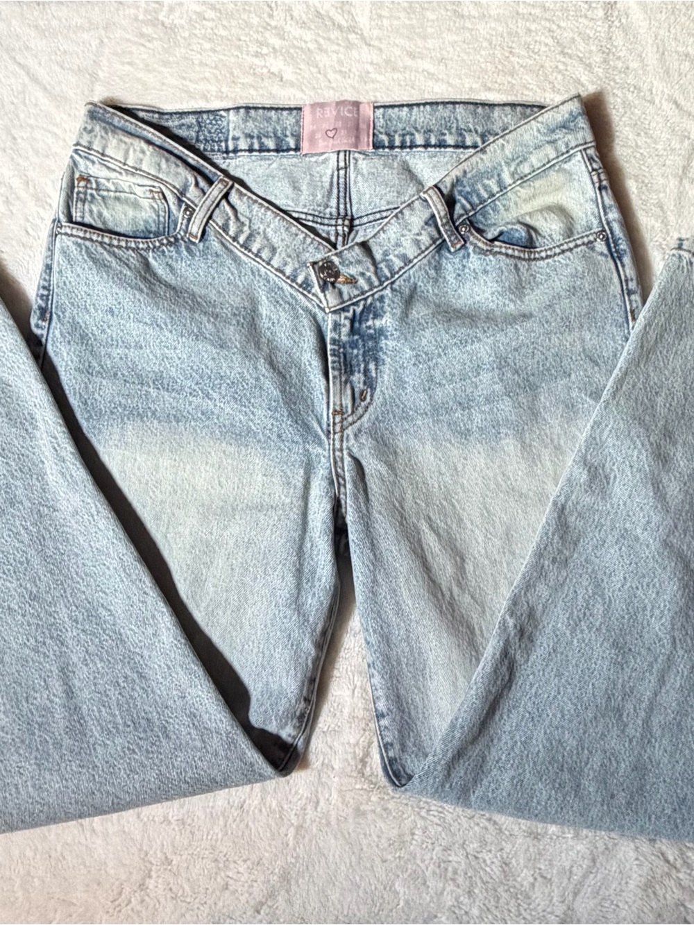 REVICE Light Blue V-Waist Flare Jeans